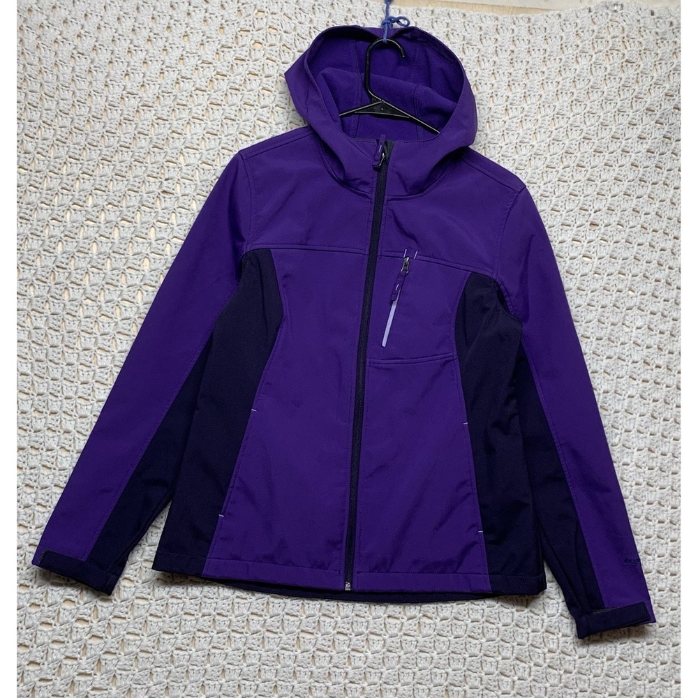 Free Tech‎ Soft Shell Jacket Fleece Lined Hoodie Women M (8-10) Purple Full Zip